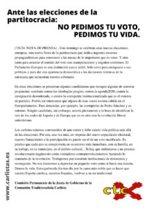 carlistas, nota de prensa, partitocracia, elecciones europeas, abstención